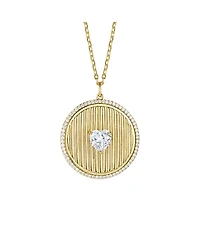 14k Gold Plated with Cubic Zirconia Heart Medallion Pendant Necklace