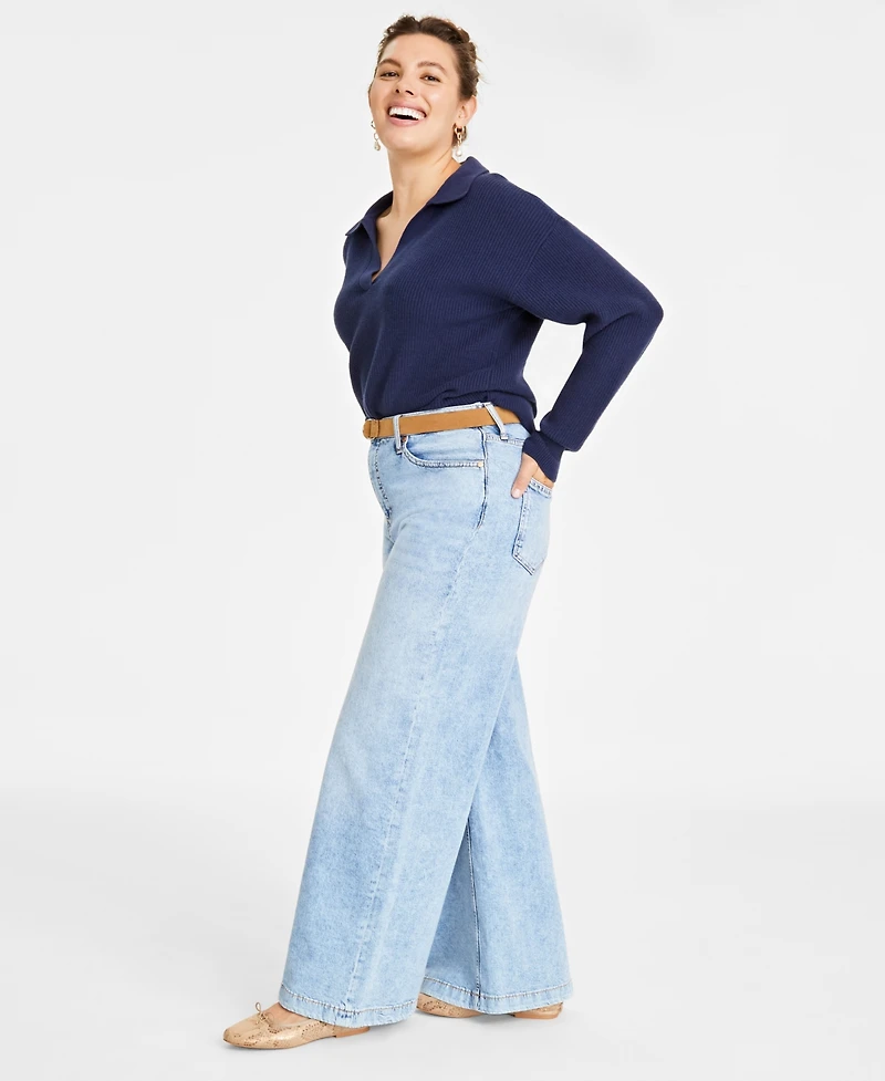 On 34th Women's High Rise Wide-Leg Jeans, Regular and Short, Created for Macy's