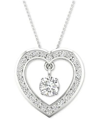 Diamond Orbital Heart Halo Pendant Necklace (1/3 ct. t.w.) in 10k White Gold, 16" + 2" extender