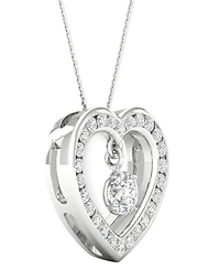 Diamond Orbital Heart Halo Pendant Necklace (1/3 ct. t.w.) in 10k White Gold, 16" + 2" extender