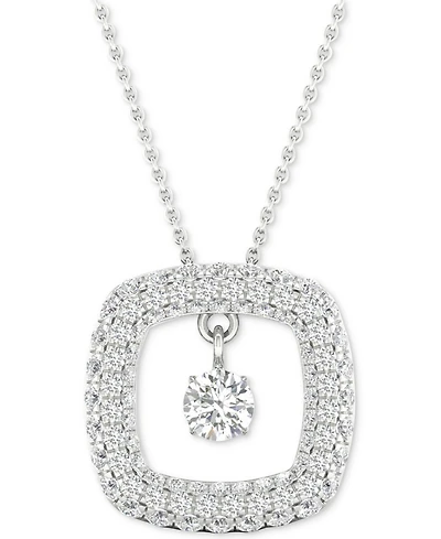 Diamond Orbital Square Halo Pendant Necklace (5/8 ct. t.w.) in 10k White Gold, 16" + 2" extender