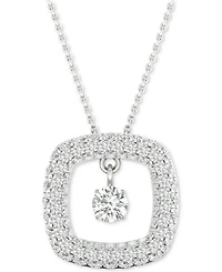 Diamond Orbital Square Halo Pendant Necklace (5/8 ct. t.w.) in 10k White Gold, 16" + 2" extender