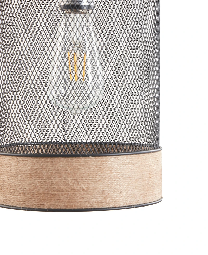 Ink+Ivy Orion Natural Rope and Metal Mesh Cylinder Pendant Lamp