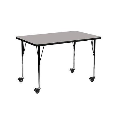 Emma+Oliver Mobile 24X48 Rectangle Hp Laminate Adjustable Activity Table