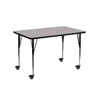 Emma+Oliver Mobile 24X48 Rectangle Hp Laminate Adjustable Activity Table