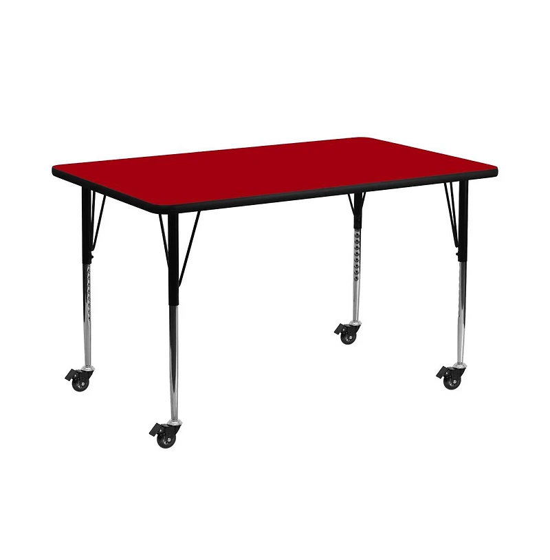 Emma+Oliver Mobile 30X72 Rectangle Laminate Adjustable Activity Table