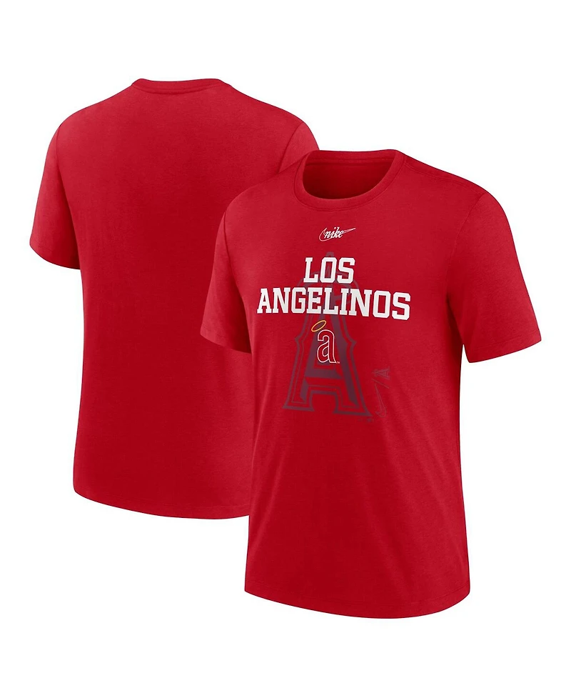 Men's Nike Red California Angels Cooperstown Collection Rewind Retro Tri-Blend T-shirt