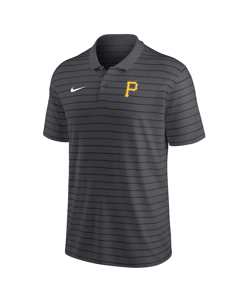 Men's Nike Charcoal Pittsburgh Pirates Authentic Collection Victory Striped Performance Polo Shirt
