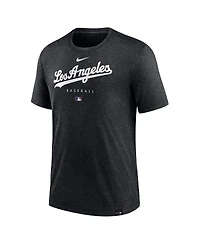 Men's Nike Heather Black Los Angeles Dodgers Authentic Collection Early Work Tri-Blend Performance T-shirt