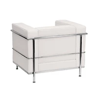 Contemporary Leathersoft Chair With Double Bar Encasing Frame