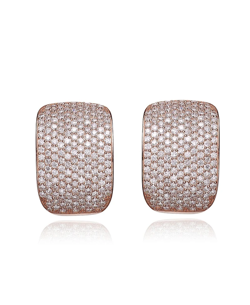 Cubic Zirconia Sterling Silver White Gold Plated Square Earrings