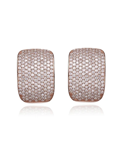 Cubic Zirconia Sterling Silver White Gold Plated Square Earrings