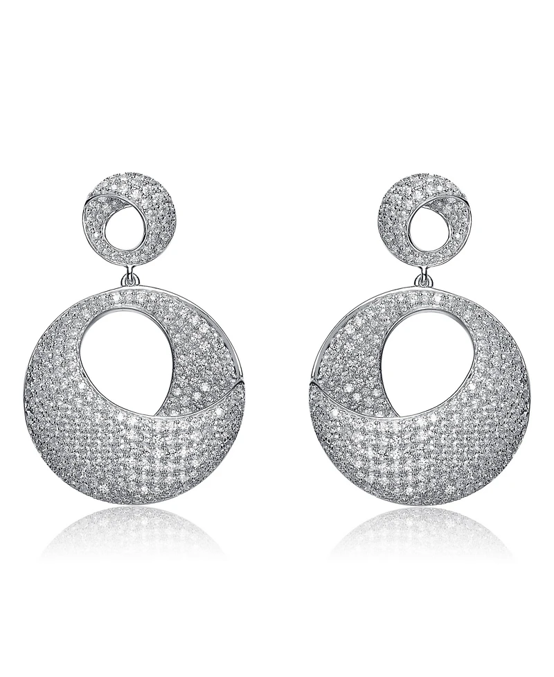 Sterling Silver Cubic Zirconia Overlap Circle Earrings