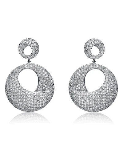 Sterling Silver Cubic Zirconia Overlap Circle Earrings