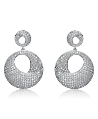Sterling Silver Cubic Zirconia Overlap Circle Earrings