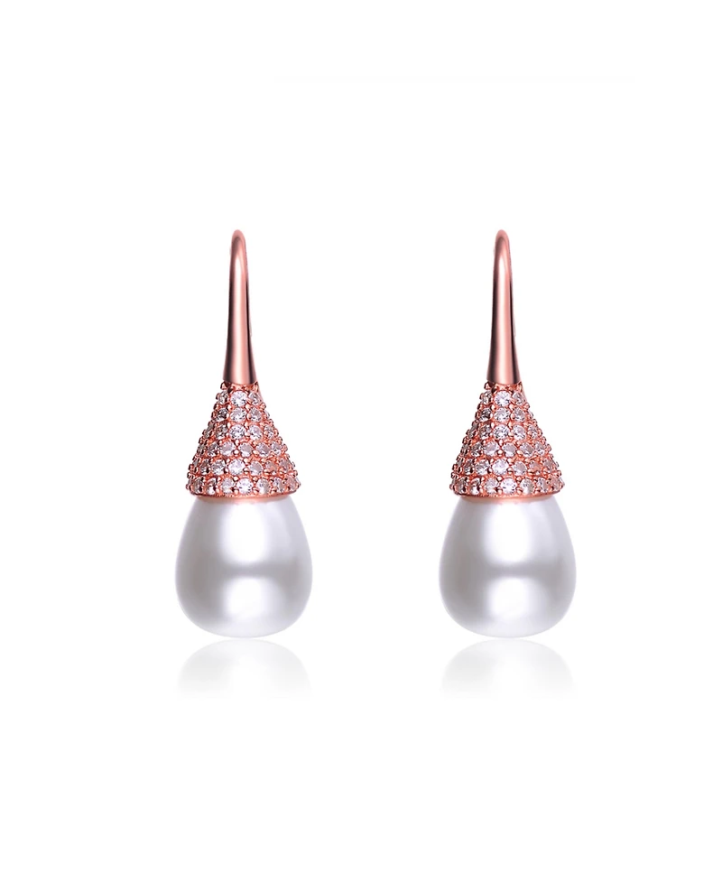 Sterling Silver Cubic Zirconia and Pearl Bulb Earrings