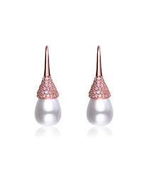 Sterling Silver Cubic Zirconia and Pearl Bulb Earrings