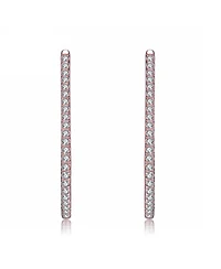 Sterling Silver with 18K Rose Gold Plated Cubic Zirconia Hoop Earrings