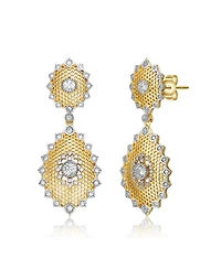 White Gold and 14K Gold Plated Cubic Zirconia Drop Earrings