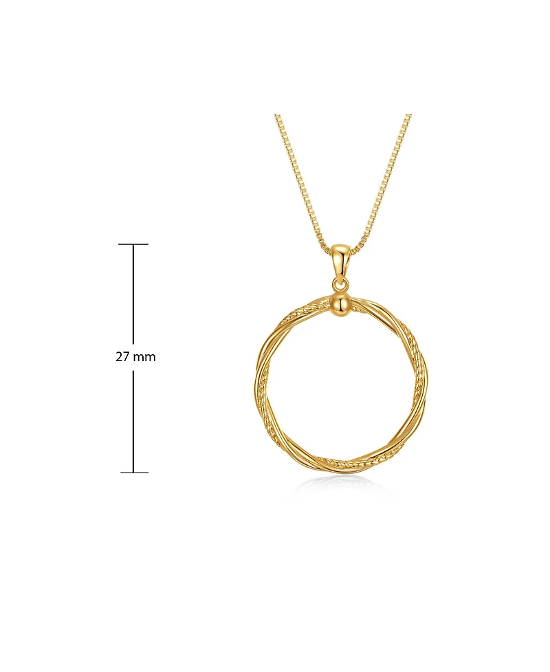 14k Yellow Gold Plated Twisted Rope Eternity Wreath Halo Box chain Necklace