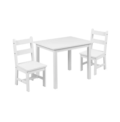 Emma+Oliver Kids 3 Piece Solid Hardwood Table And Chair Set For Playroom, Kitchen