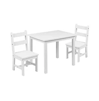 Emma+Oliver Kids 3 Piece Solid Hardwood Table And Chair Set For Playroom, Kitchen