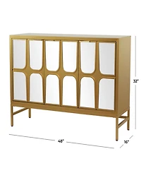 Rosemary Lane 32" Wood 1 Shelf and 3 Doors Cabinet with Mirrored Front