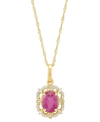 Sapphire (1 ct. t.w.) & Diamond (1/10 ct. t.w.) Pendant 18" Necklace in 14k Yellow Gold (Also Available in Ruby & Emerald)