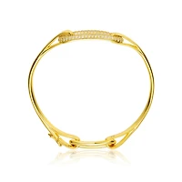 Sterling Silver 14K Gold Plated Clear Cubic Zirconia Bangle Bracelet