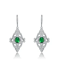 Sterling Silver Oval and Round Cubic Zirconia Adorn Leverback Earrings
