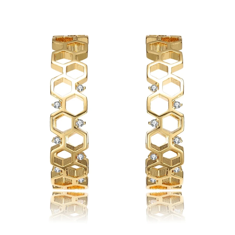 Clear Round Cubic Zirconia Open Hoop Earrings