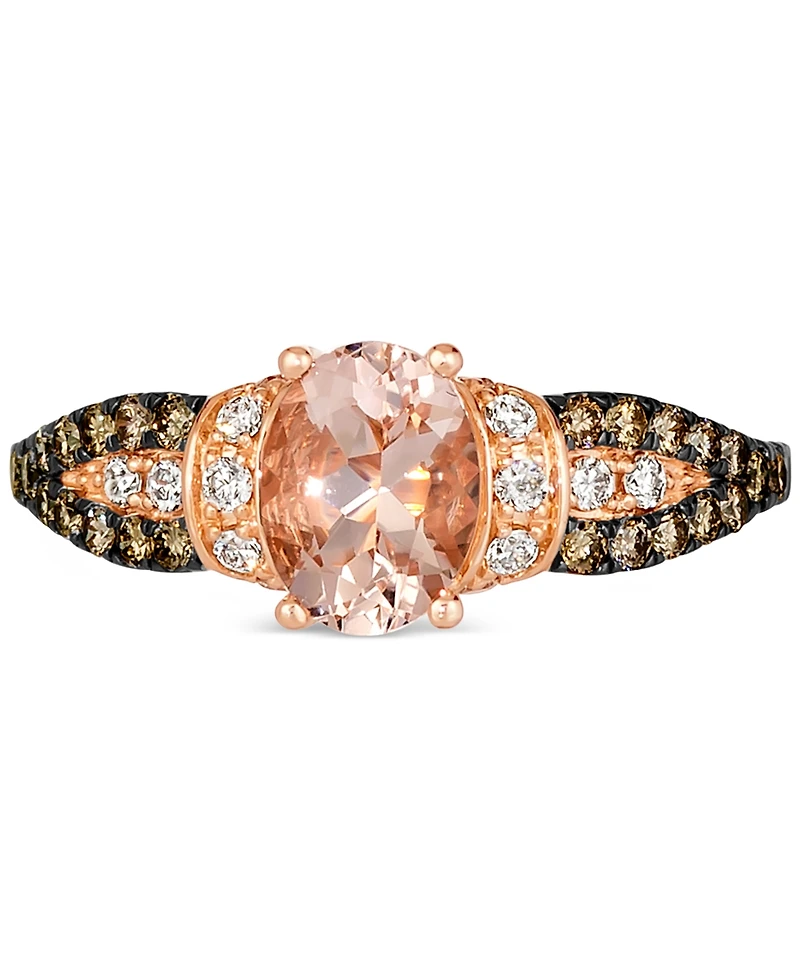 Le Vian Peach Morganite (7/8 ct. t.w.) & Diamond (1/2 ct. t.w.) Ring in 14k Rose Gold