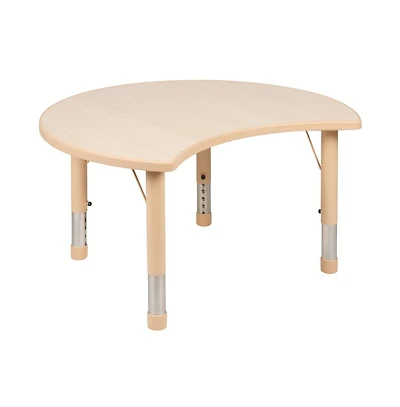 Emma+Oliver 25.125"W X 35.5"L Crescent Plastic Adjustable Activity Table-Seats 4