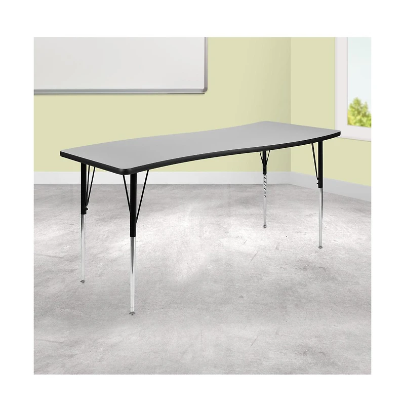 Emma+Oliver 26"W X 60"L Rectangle Wave Flexible Collaborative Adjustable Height Activity Table