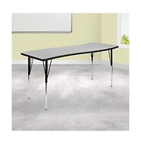 Emma+Oliver 26"W X 60"L Rectangle Wave Flexible Collaborative Adjustable Height Activity Table