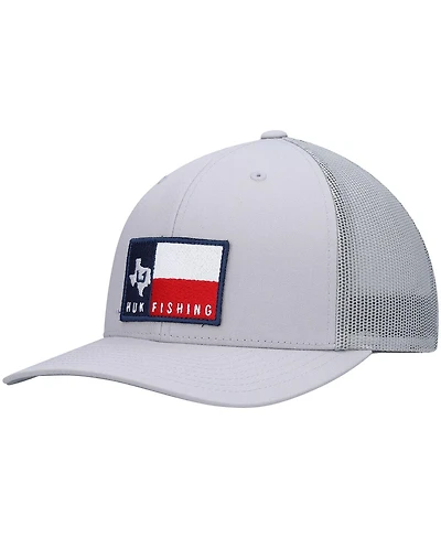 Men's Huk Gray Big State Trucker Snapback Hat
