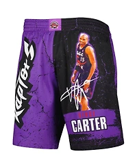 Men's Mitchell & Ness Vince Carter Purple Toronto Raptors Hardwood Classics Player Burst Shorts