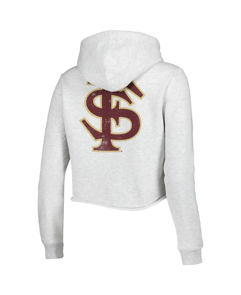 Women's League Collegiate Wear Ash Florida State Seminoles 2-Hit 1636 Cropped Pullover Hoodie