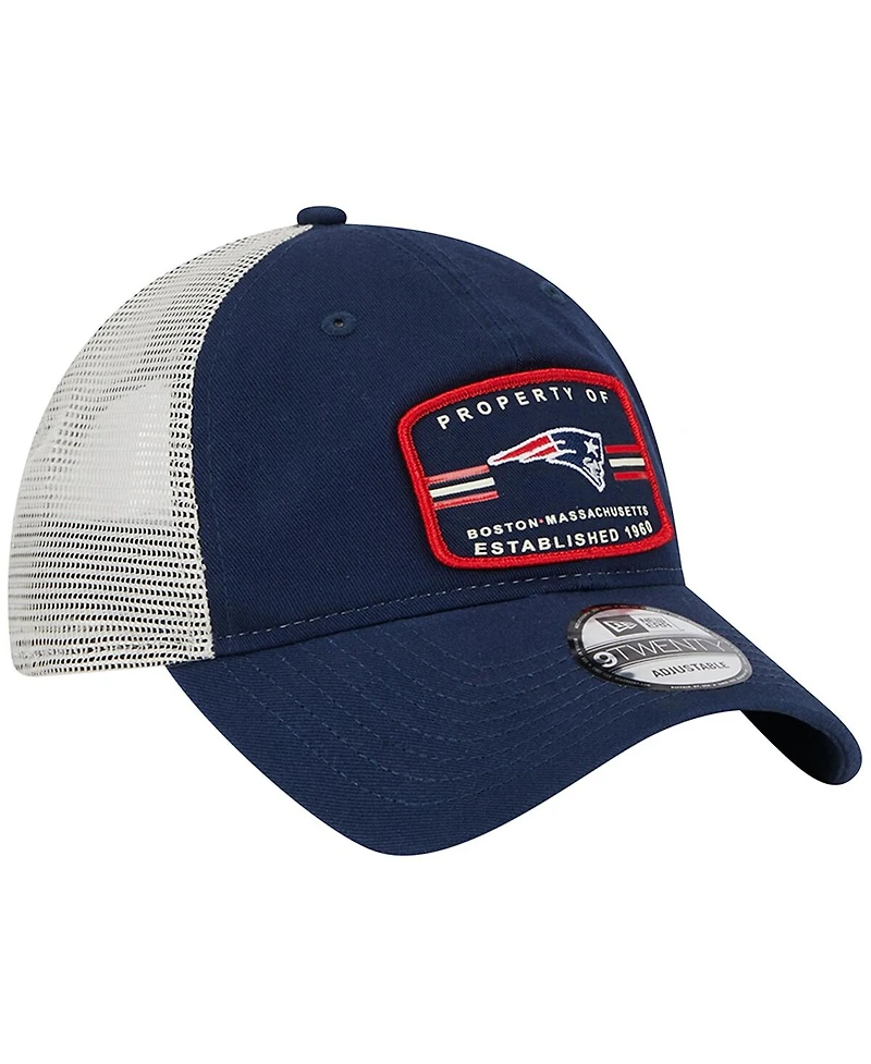 Men's New Era Navy New England Patriots Property Trucker 9TWENTY Snapback Hat