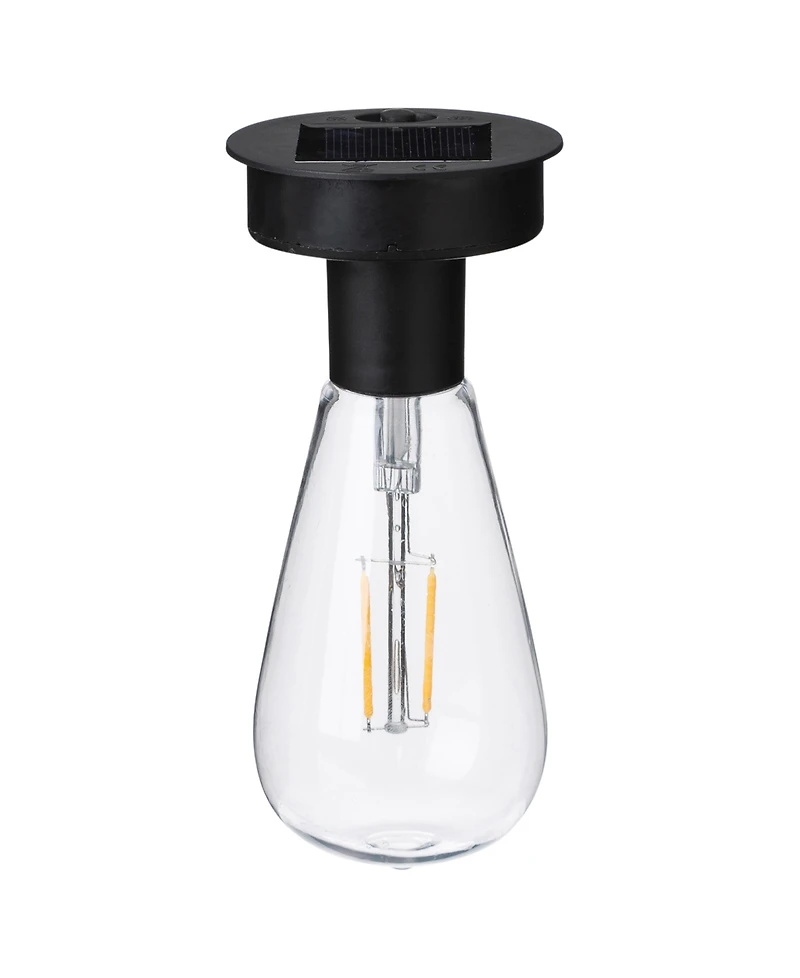 Glitzhome 8.75" H Metal Cutout Solar Powered Outdoor Hanging Lantern with Edison Bulb, Set of 2