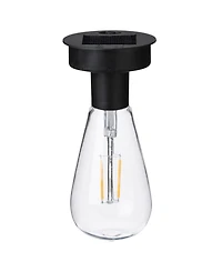 Glitzhome 8.75" H Metal Cutout Solar Powered Outdoor Hanging Lantern with Edison Bulb, Set of 2