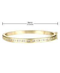 14k Yellow Gold Plated with Bezel Set -Like Cubic Zirconia Baguette Bangle Bracelet