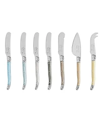 French Home Laguiole Mother of Pearl Cheese Knife and Spreader Set, 7 Piece.