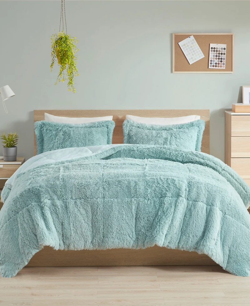 Intelligent Design Malea Shaggy Faux-Fur 3-Pc. Comforter Set, King/California King