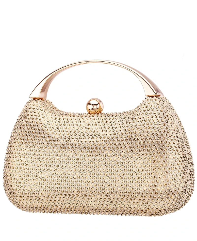 Nina Crystal Minaudiere with Metal Handle