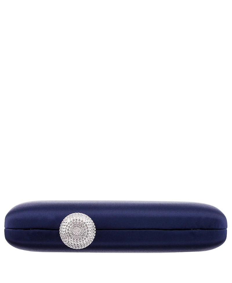 Nina Satin Minaudiere Crystal Clasp Clutch