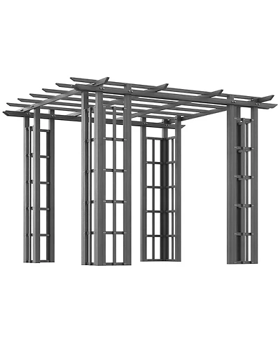 Outsunny 9' x 9' Vinyl Pergola, Pvc Outdoor Gazebo Grape Trellis, for Garden, Patio, Backyard, Deck