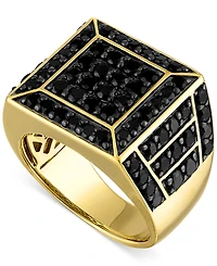 Esquire Men's Jewelry Black Spinel Square Cluster Ring (4 ct. t.w.) in 18k Gold-Plated Sterling Silver, Created for Macy's