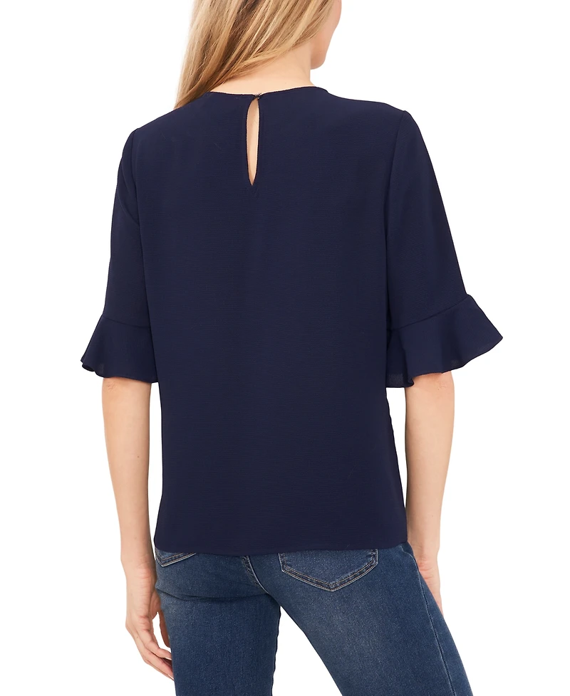 CeCe Women's Ruffled-Cuff 3/4-Sleeve Crew Neck Top