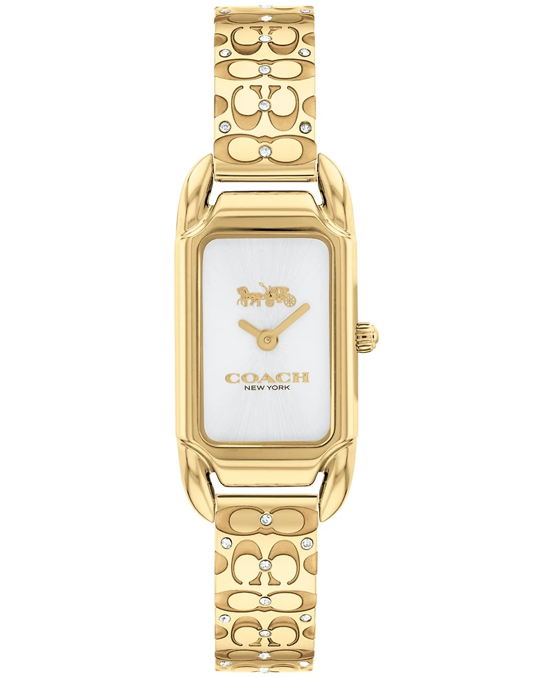 Coach Women's Cadie Signature C Gold-Tone Stainless Steel Bangle Watch, 28.5 x 17.5mm